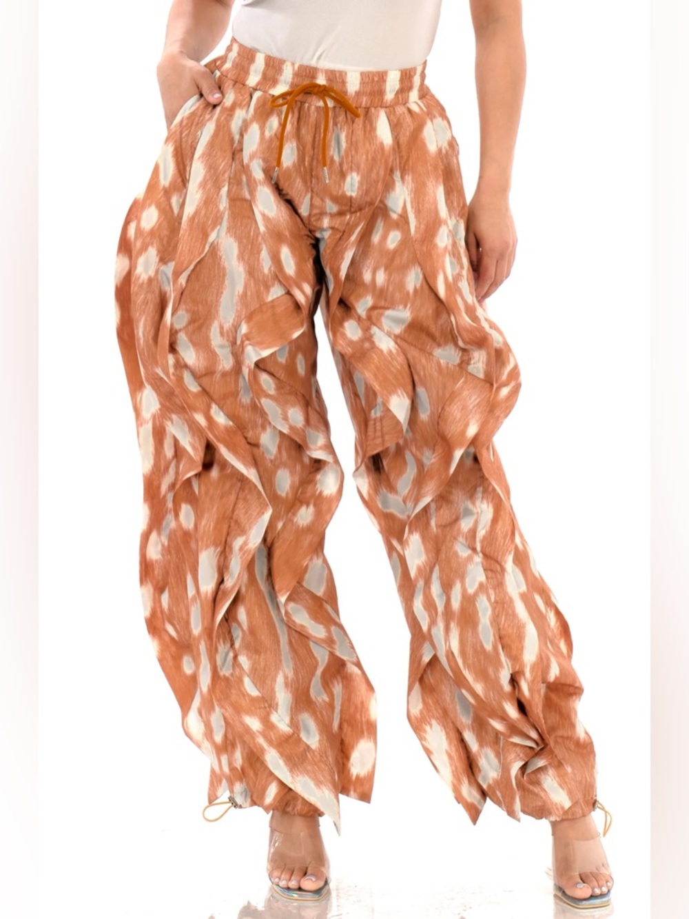 Deer Print Wavy Ruffle Pants - Picture 2 of 10
